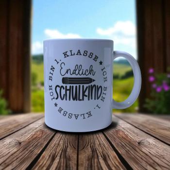 Einschulung Endlich Schulkind 1 Klasse Keramiktasse Tasse - Artikel-Nr. 1100079